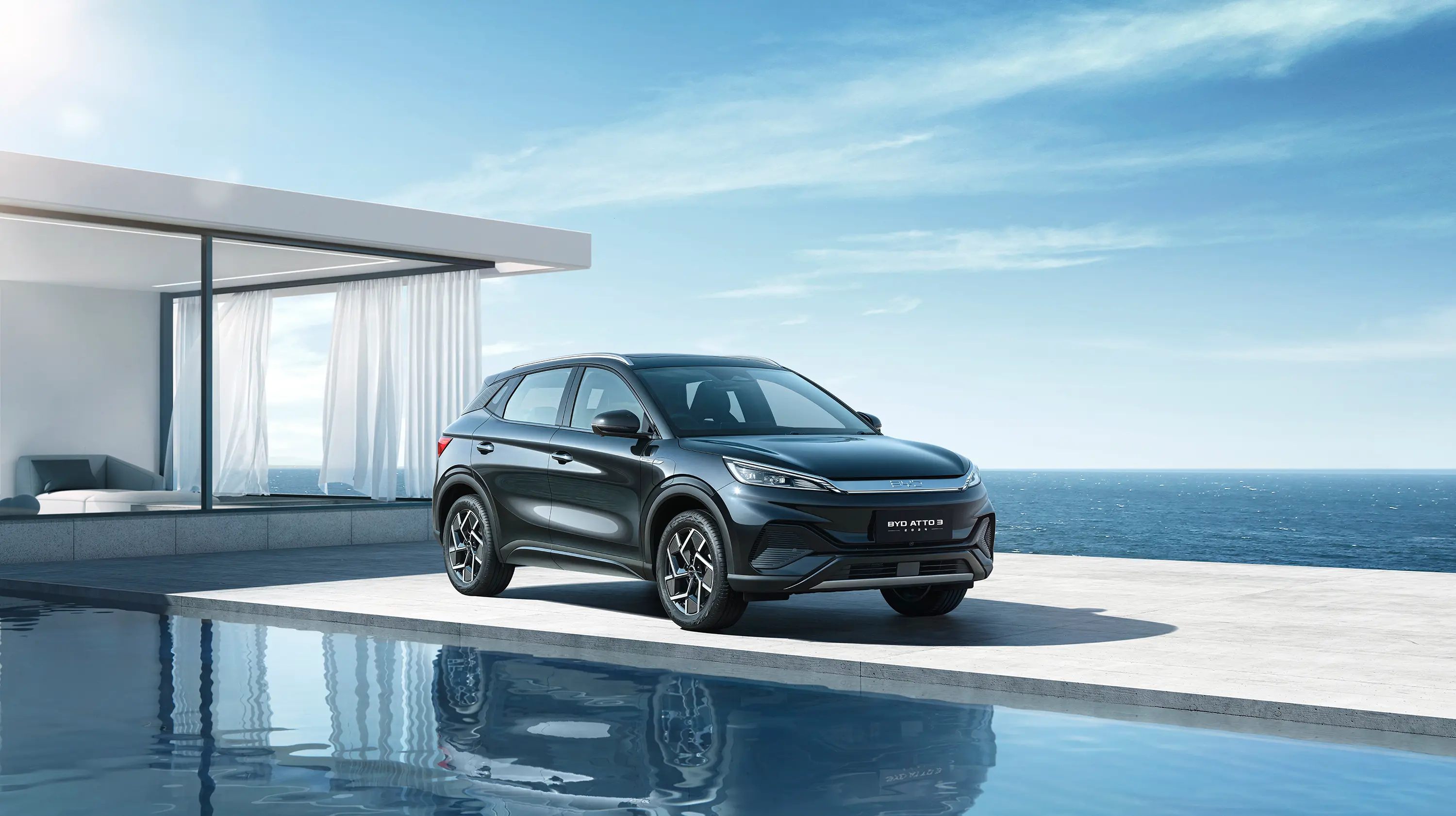 BYD Atto 3 exterior by water
